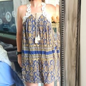 Love Crocheted Trim Greecian Dress